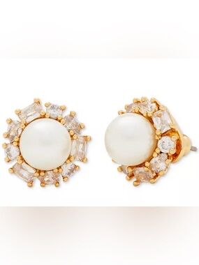 NWOT Kate Spade Women’s Gold-Tone Candy Shop Imitation Pearl Halo Stud Earrings